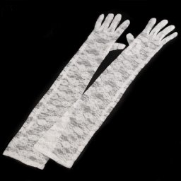 V&V Společenské rukavice 43 cm krajkové - bílá
