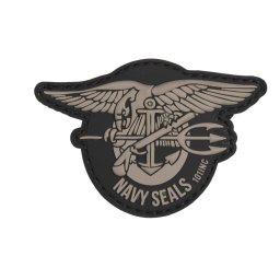 101INC nášivka 3D plastová NAVY SEALS ŠEDÁ