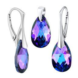SILVEGO stříbrný set se Swarovski® Crystals kapka HELIOTROPE LSW188s
