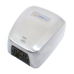 Šedý nerezový bezdotykový horkovzdušný vysoušeč rukou Jet Dryer STORM
