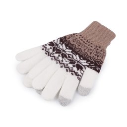 Dámské / dívčí pletené rukavice norský vzor, barva 2 béžová tmavá