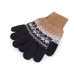 Dámské / dívčí pletené rukavice norský vzor, barva 5 béžová velbloudí
