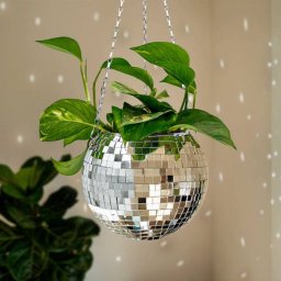 Disco koula květináč zrcadlový na zavěšení 20cm průměr