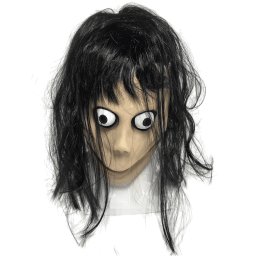 Strašidelná panenka (dívka) Momo maska ​​na obličej - pro děti i dospělé na Halloween či karneval
