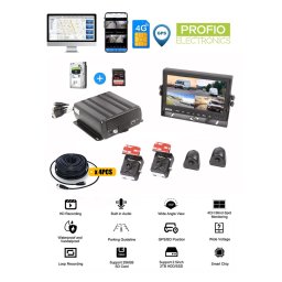 4 kamerový DVR SET do auta WiFi 4G SIM FULL HD + podpora SD karty do 256GB + 2TB HDD - PROFIO X7