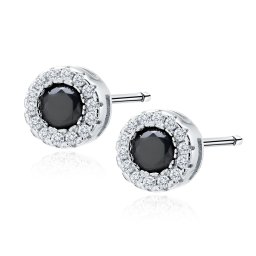 Lafira stříbrné náušnice Round Black Z1128B