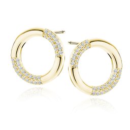 Lafira pozlacené stříbrné náušnice Half Circle Crystal Z1962EG