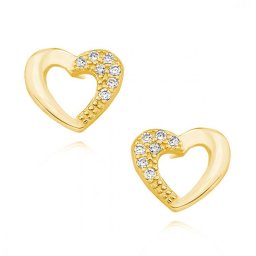 Lafira pozlacené stříbrné náušnice srdíčka čiré Z1421G