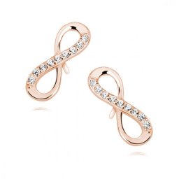 Lafira růžově pozlacené stříbrné náušnice Nekonečno Crystal Z1107RG