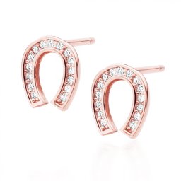 Lafira pozlacené stříbrné náušnice Podkova Rose Gold Z1758RG