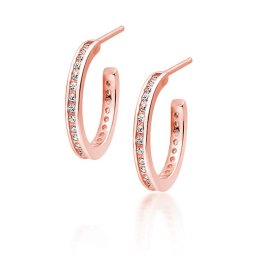 Lafira růžově pozlacené stříbrné náušnice Kruhy Crystal Z1698RG