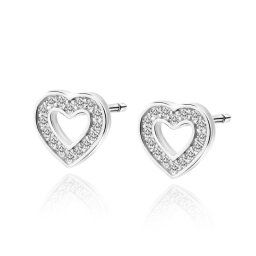 Lafira stříbrné náušnice Heart Love Crystal Z1838