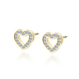Lafira pozlacené stříbrné náušnice Heart Love Crystal Z1838G
