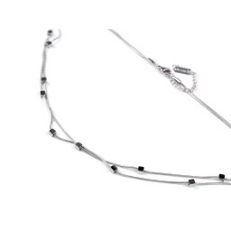 Náhrdelník z nerezové oceli dvojitý kostky, barva 1 stříbrná