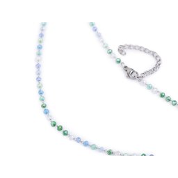 Náhrdelník z nerezové oceli s broušenými korálky, barva zelenomodrá sv.