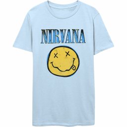 tričko pánské Nirvana - Xerox Happy Face - BLUE - ROCK OFF - NIRVTS14MLB