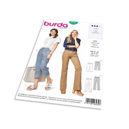 Střih Burda 6432 - Tříčtvrteční kalhoty, rovné kalhoty s puky