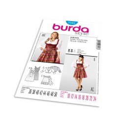 Střih Burda 7443 - Krojové šaty, krojová zástěrka, krojová halenka
