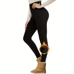 V&V Thermo bambus hladké leginy v černé barvě - L / XL
