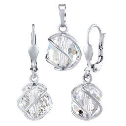Silvego Stříbrný set York s čirými Swarovski® Crystals náušnice + přívěsek - SILVEGOB31644SSWW