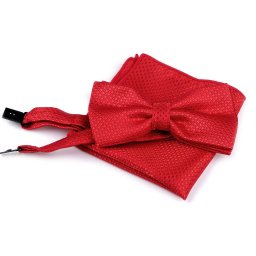 Sada motýlek a kapesníček do saka, barva 3 červená