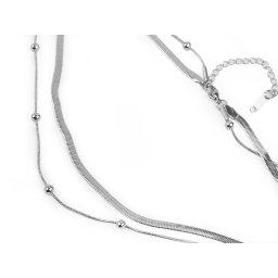 Náhrdelník z nerezové oceli dvojitý kuličky, barva stříbrná