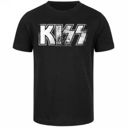 tričko dětské KISS - (Distressed Logo) - black/white - METAL-KIDS - 360.25.8.7