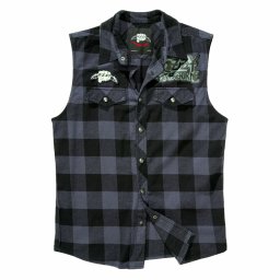 košile pánská bez rukávu Ozzy Osbourne - Check - BRANDIT - 61037-black_grey_ch