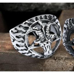 prsten Devil Baphomet Goat - 11184-SI-BXG