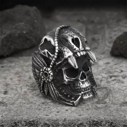prsten Vintage Indian Jaguar Warrior Skull - 24613408