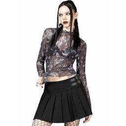 tričko dámské s dlouhým rukávem (top) KILLSTAR - Dazed Skull - Black - KSRA008931