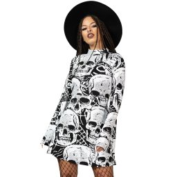 šaty dámské KILLSTAR - Skeleton Season - Black & White - KSRA009716