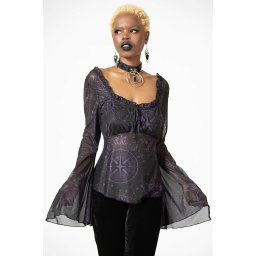 tričko dámské s dlouhým rukavém (halenka) KILLSTAR - Astromancy Mesh - Black - KSRA006027
