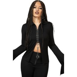 košile dámská s dlouhým rukávem KILLSTAR - Vamp Fatale - Black - KSRA009757