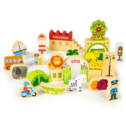 Dřevěné kostky ZOO Ecotoys 120 kusů