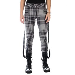 kalhoty dámské KILLSTAR - Office Riot - Grey Tartan - KSRA009560