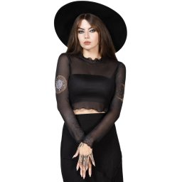 tričko dámské s dlouhým rukávem KILLSTAR - Evil Sun - Black - KSRA009450