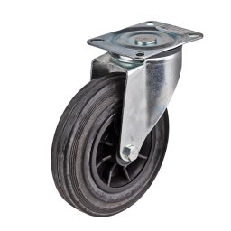 DEMA Otočné gumové kolečko s plastovým diskem 200 mm, do 80 kg 21333D