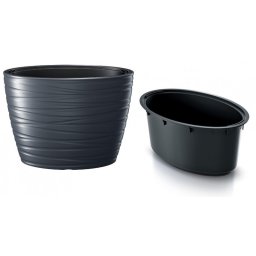 Prosperplast Oválný květináč s vkladem MAZE 58,5 cm šedý antracit DBMZE600S433