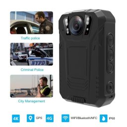 Kamera na tělo BODYCAM s 4K rozlišení s IP68 + podpora 4G/NFC/WIFI/BT + 64GB + 4 IR LED