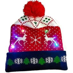 Svítící čepice na zimu s bambulí Vánoční s LED - CHRISTMAS DEER