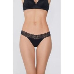 Tezenis Bavlněné Brazilky s Recyklovanou Krajkou Žena Cerná Größe L