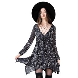 šaty dámské KILLSTAR - Doom Flower - Grey - KSRA009490