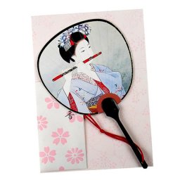 Parfémovaná japonská pohlednice Vějíř Gejša s flétnou