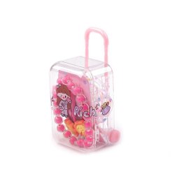 Dětský náramek, pukačky a gumičky v boxu kufr, barva 3 pink slunce