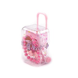 Dětský náramek, pukačky a gumičky v boxu kufr, barva 4 pink duha