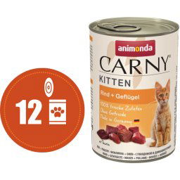 Carny Kitten MULTIPACK hovězí a drůbeží - konzerva pro koťata 12x400 g