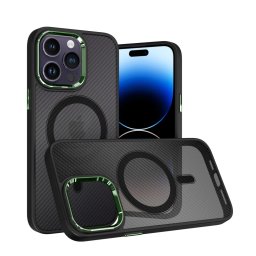 Pouzdro Tel Protect Magnetic Carbon iPhone 15 Pro - Černé-zelené