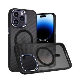 Pouzdro Tel Protect Magnetic Carbon iPhone 15 Plus - Černé-fialové