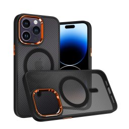 Pouzdro Tel Protect Magnetic Carbon iPhone 15 Plus - Černé-oranžové